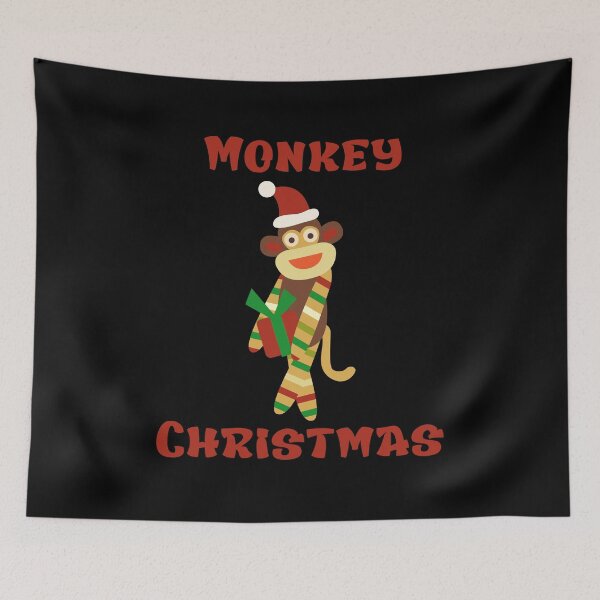 Item preview, Monkey Christmas - Sock Monkey Holding a Gift designed and sold by Trinket-Trickster.
