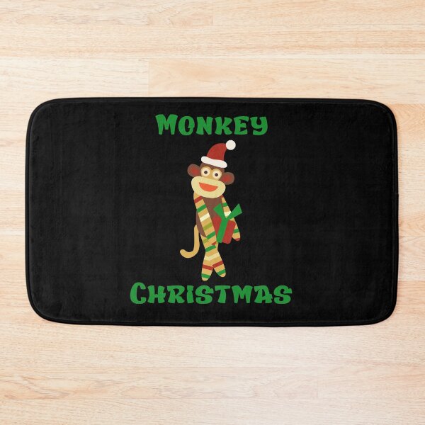 Item preview, Monkey Christmas - In Green - Sock Monkey Holding a Gift designed and sold by Trinket-Trickster.