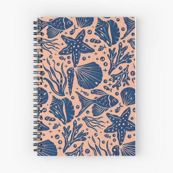 Item preview, Block Printing Sea Life on Blue designed and sold by Simplulina.