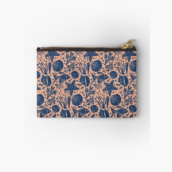 Item preview, Block Printing Sea Life on Blue designed and sold by Simplulina.