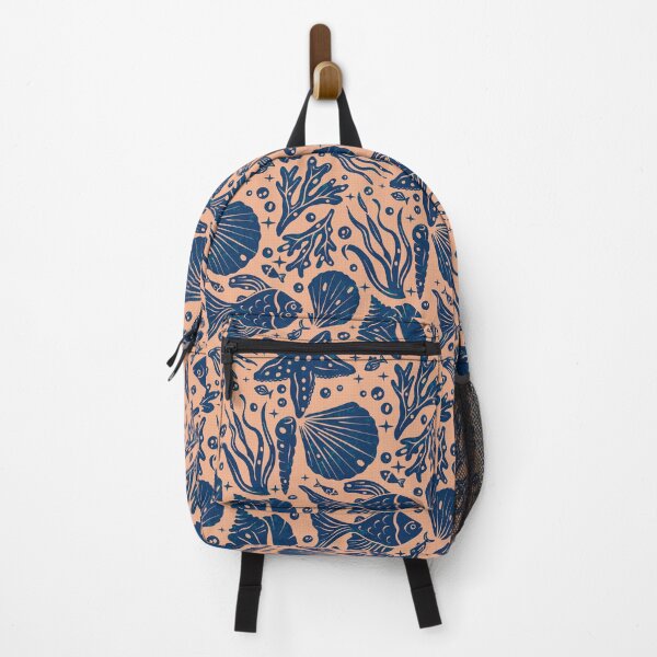 Item preview, Block Printing Sea Life on Blue designed and sold by Simplulina.