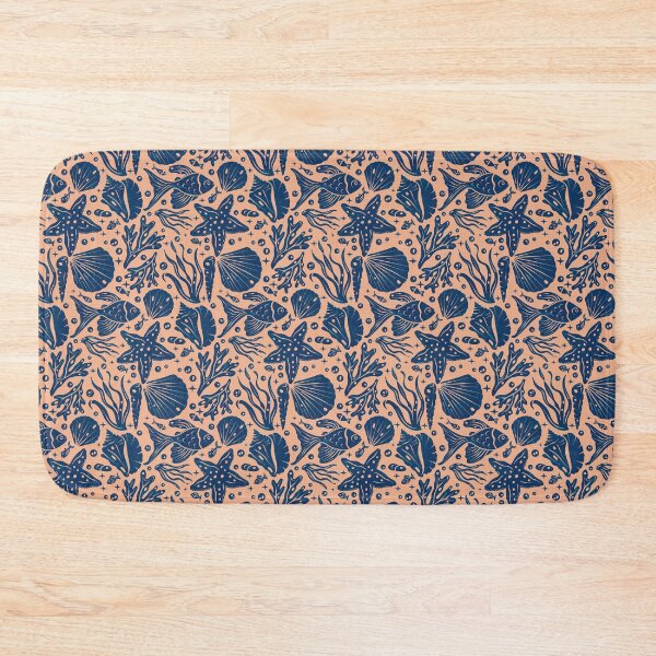 Item preview, Block Printing Sea Life on Blue designed and sold by Simplulina.