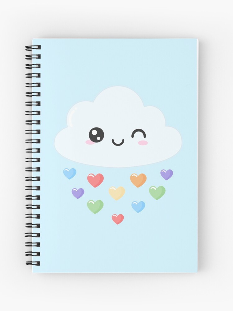 Cuaderno de espiral «Linda Nube Con Corazones Arco Iris Guiñando Un Guiño  Feliz Sonriendo Sonrojándose» de SimplyyUnique | Redbubble