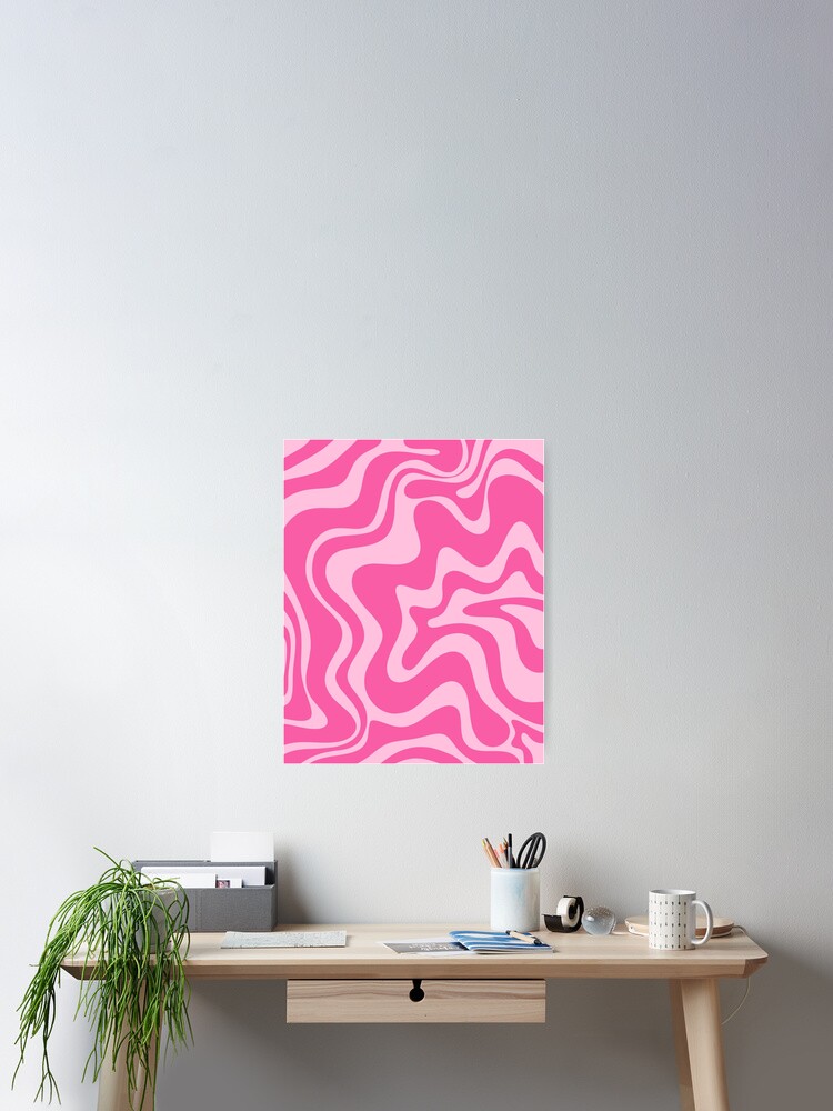 Retro Liquid Swirl Abstract Pattern in Y2K Pink on Pink