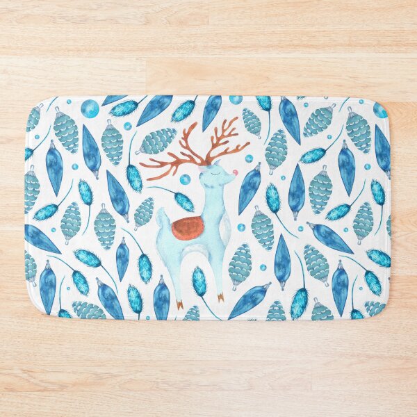 Item preview, Christmas deer and vintage toys on white designed and sold by RinaGrinchik.