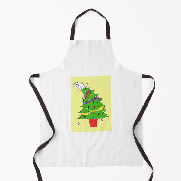 Item preview, White Cat Up a Christmas Tree Cat Lover Humor designed and sold by KateTaylor.