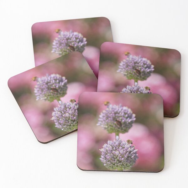 Item preview, Two Garlic Flowers Has Two Bees  designed and sold by Joy Watson - Natural Light Photography .