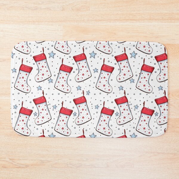Item preview, Red Star Christmas Stockings with Blue Stars Seamless Pattern designed and sold by Trinket-Trickster.