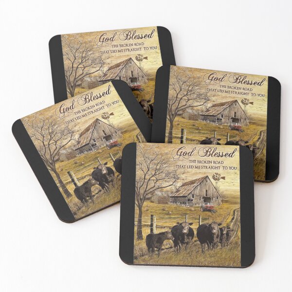 Item preview, God Blesses The Broken Road That Led Me Straight To You - Farm Cow Wall Art designed and sold by HerBertTeee.