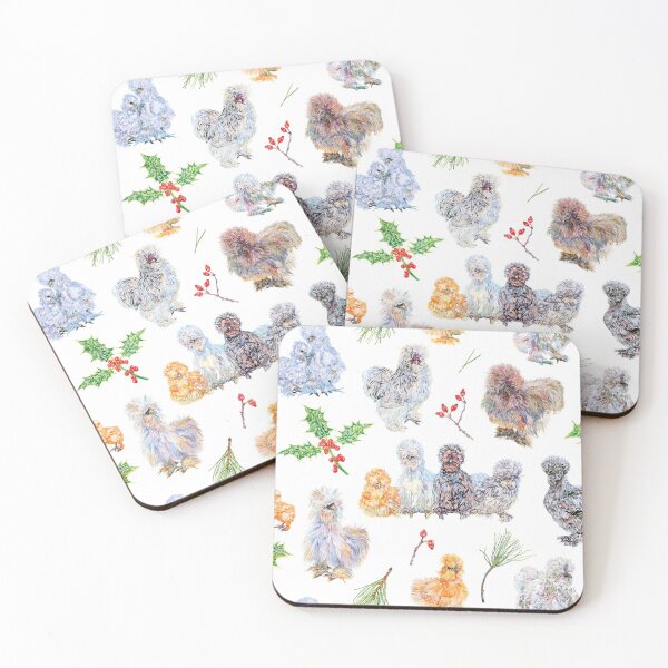 Item preview, Silkie Chicken Winter Holiday Pattern designed and sold by becca-boyce.