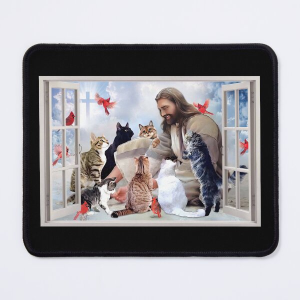 Item preview, God Surrounded By Cats With Cardinal Bird Christmas Poster Gift - God With Cat Christmas Poster GIft designed and sold by HerBertTeee.