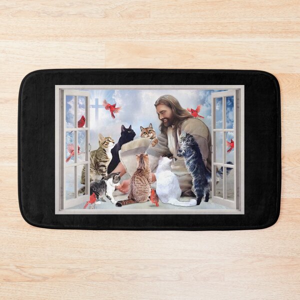 Item preview, God Surrounded By Cats With Cardinal Bird Christmas Poster Gift - God With Cat Christmas Poster GIft designed and sold by HerBertTeee.