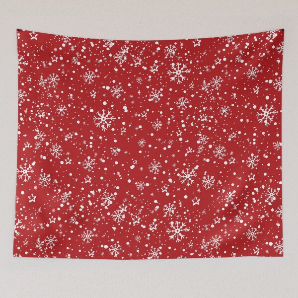 Item preview, Snow on Red Background Seamless Pattern designed and sold by Trinket-Trickster.