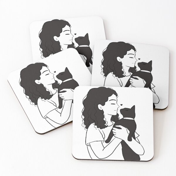 Item preview, Cute girl holding black cat designed and sold by Mayarart.