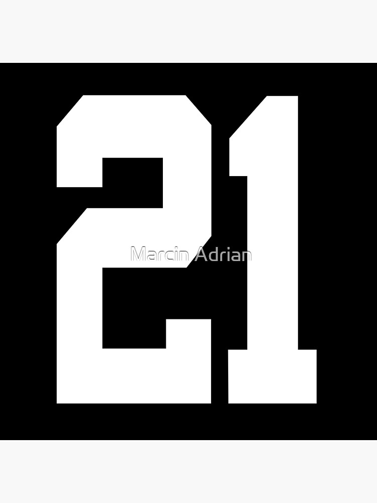 21 American Football Classic Vintage Sport Jersey Number in black number  on white background for american football, baseball or basketball Art  Print