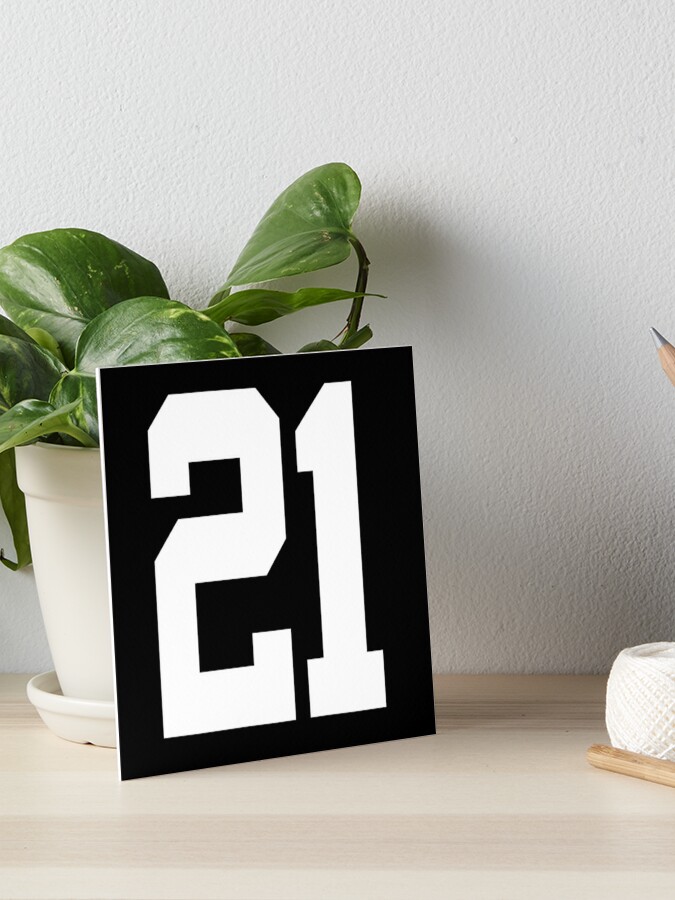 21 American Football Classic Vintage Sport Jersey Number in black number  on white background for american football, baseball or basketball Art  Print