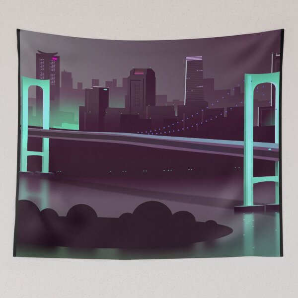 Item preview, Shining Aqua Blue Neon Bridge designed and sold by NexusArts.