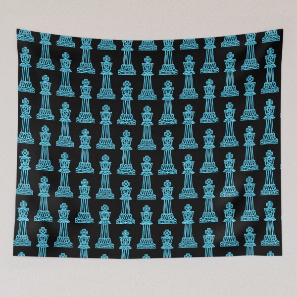 Item preview, Geometric neon blue chess king designed and sold by felinefeelings.