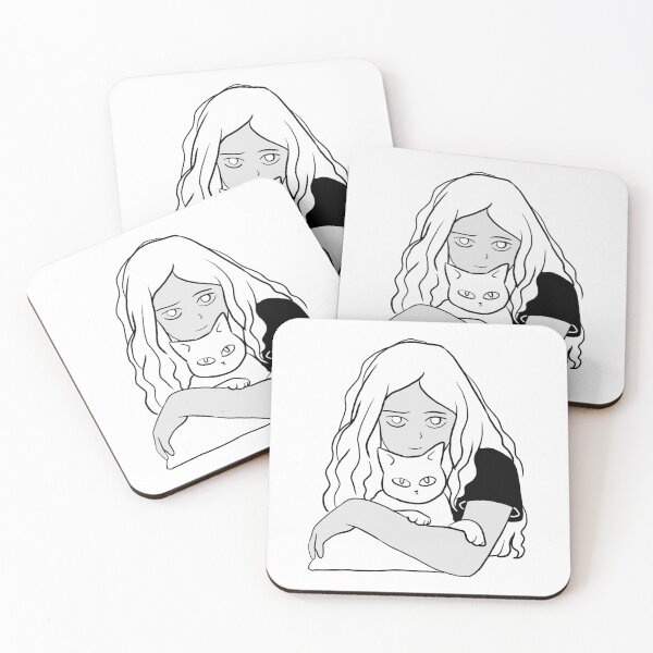 Item preview, Cute girl and white cat designed and sold by Mayarart.