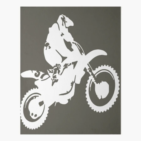 Moto X Dirt Bike Monotone Vector Art - White Kids T-Shirt for