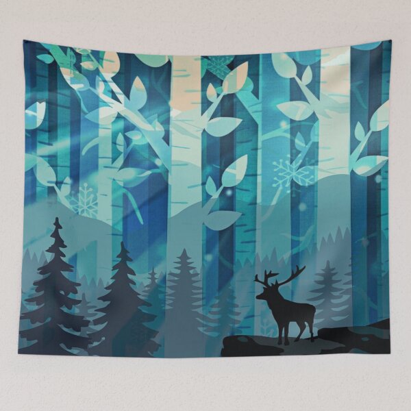 Item preview, Winter Birch Tree Forest Watercolor With Deer designed and sold by Simi2020.