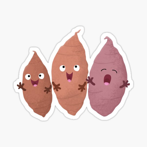 Item preview, Cute singing sweet potatoes trio cartoon designed and sold by FrogFactory.