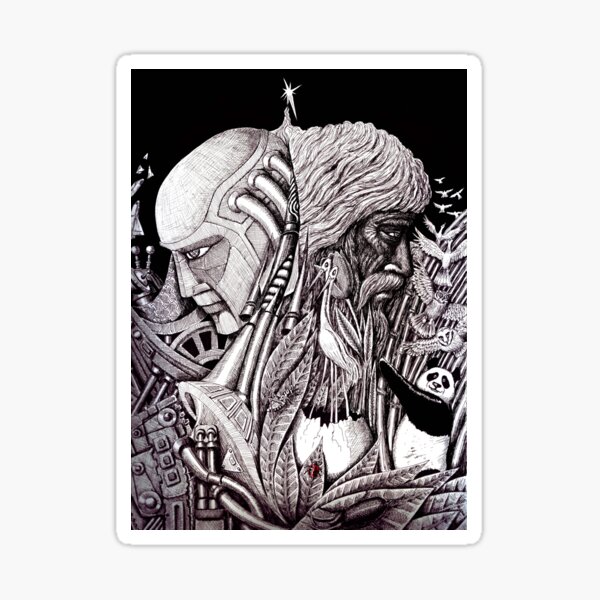 Progress ink pen surreal drawing Sticker