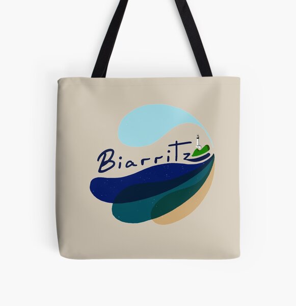 Logotipo de Biarritz | Playa del Miramar | País Vasco Bolsa estampada de tela