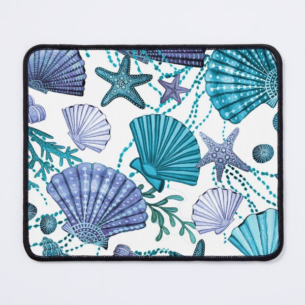 Item preview, starfish blue seashells on white designed and sold by MagentaRose.