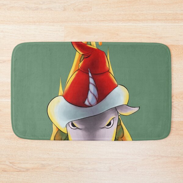 Item preview, Christmas evil unicorn in a red cap with a burning christmas tree designed and sold by DaryaDarya.