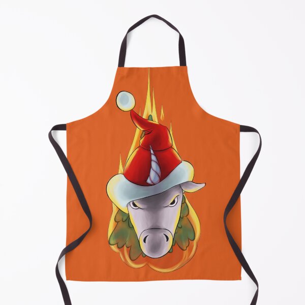 Item preview, Christmas evil unicorn in a red cap with a burning christmas tree designed and sold by DaryaDarya.