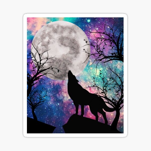 Howling wolf in the forest Sticker