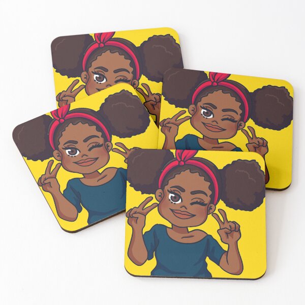 Item preview, Peace Sign Anime Afro Puffs Girl designed and sold by HBCUishStickers.