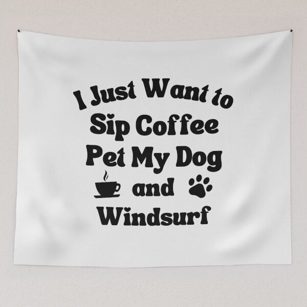 Item preview, Beber café, acariciar a mi perro y hacer windsurf designed and sold by TheGreenGoat.
