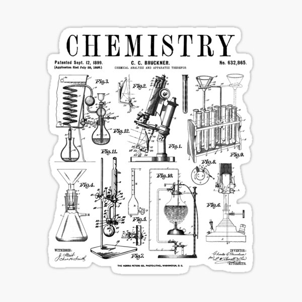 "Chemistry Teacher Student Science Laboratory Vintage Patent" Sticker
