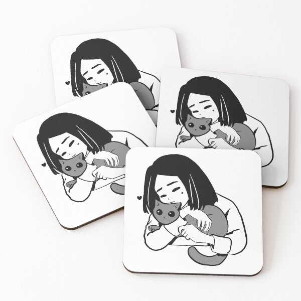 Item preview, Cute girl and gray cat designed and sold by Mayarart.
