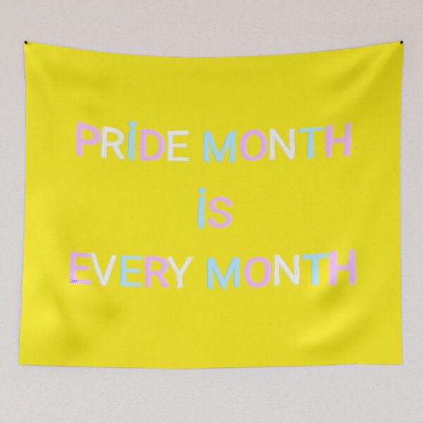 Item preview, Pride month is every month / trans (yellow background) designed and sold by MentaLee.