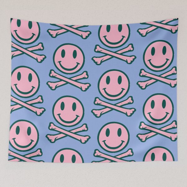 Item preview, Acid house smile face with crossed bones designed and sold by atientPanda.