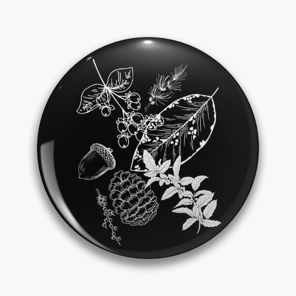 Item preview, White Line Drawing Of Leaves Pinecones & Berries Design designed and sold by EarthArtDesigns.