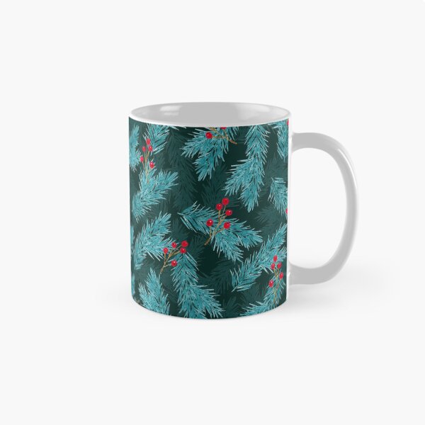 Item preview, Watercolor Christmas Pattern - Winter Red Berries and Green Spruce Twigs designed and sold by AlicjaCurioseur.