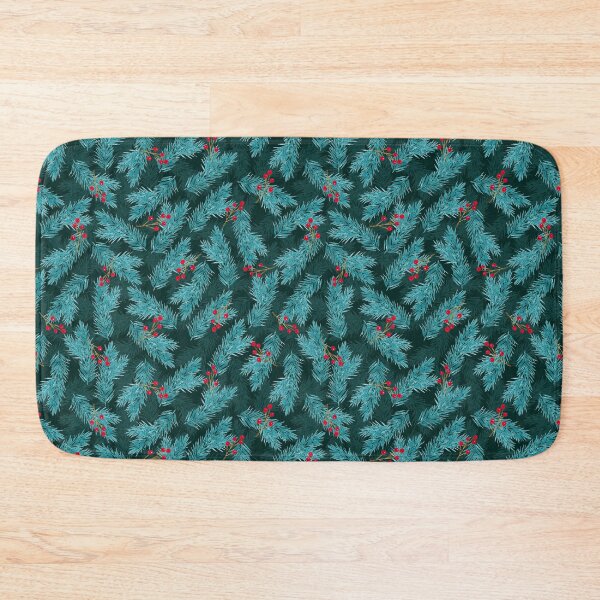 Item preview, Watercolor Christmas Pattern - Winter Red Berries and Green Spruce Twigs designed and sold by AlicjaCurioseur.