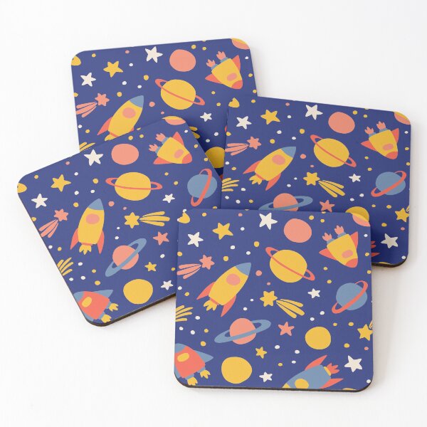 Item preview, rockets and stars. childish background. pattern for child. spatial drawing designed and sold by blackitaa.