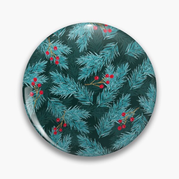 Item preview, Watercolor Christmas Pattern - Winter Red Berries and Green Spruce Twigs designed and sold by AlicjaCurioseur.
