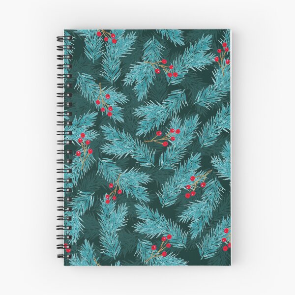 Item preview, Watercolor Christmas Pattern - Winter Red Berries and Green Spruce Twigs designed and sold by AlicjaCurioseur.
