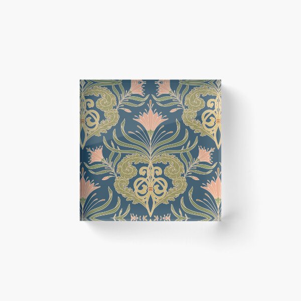Item preview, Victorian vintage pattern with tendrils and flowers teal designed and sold by cat-astro-phe.