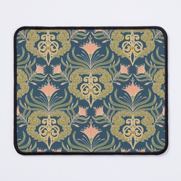 Item preview, Victorian vintage pattern with tendrils and flowers teal designed and sold by cat-astro-phe.