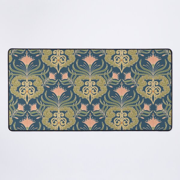 Item preview, Victorian vintage pattern with tendrils and flowers teal designed and sold by cat-astro-phe.