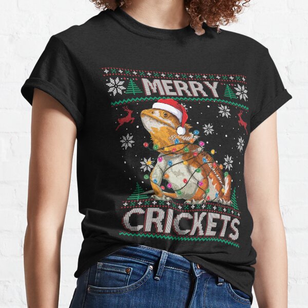 Merry Crickets Bearded Dragon Christmas Pajama Ugly Sweater Sweatshirt Classic T-Shirt