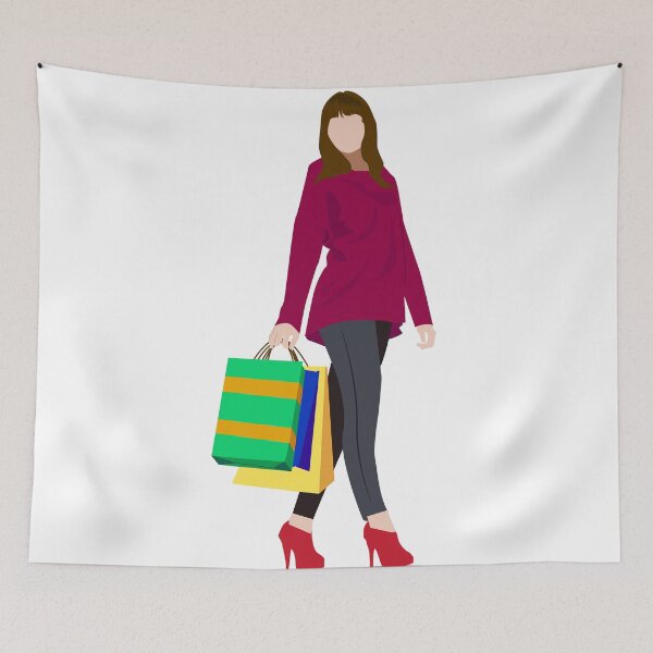 Item preview, Shopping woman hold bags, portrait isolated. White background. Happy shopping girl. Red dress. female beautiful model. designed and sold by deeplaxman.
