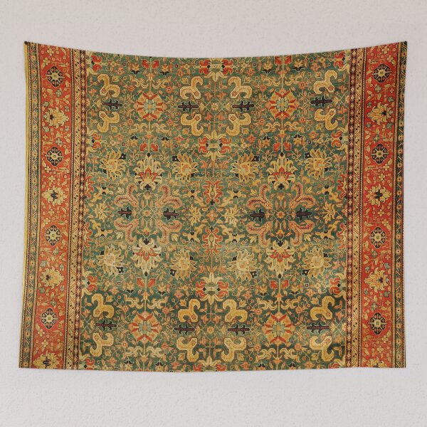 Item preview, Tabriz Green Orange Rug Print designed and sold by Vicky Brago-Mitchell®.